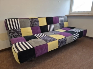 Cooles Samt-Schlafsofa mit Patchwork-Muster Bild 5