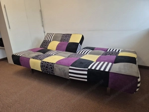Cooles Samt-Schlafsofa mit Patchwork-Muster Bild 7