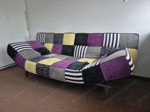 Cooles Samt-Schlafsofa mit Patchwork-Muster Bild 6