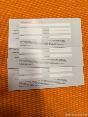 ÖBB Gutschein 1. Klasse Hin-  Rückfahrt bis 31.12.25  Preis gilt pro Stück