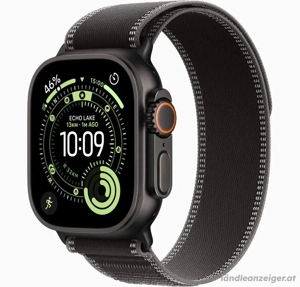 APPLE Watch Ultra 3 GPS + Cellular 49mm Schwarz Titanium Case mit Charcoal Trail Loop - M L