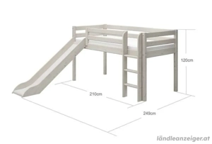 FLEXA Classic Halbhohes Bett mit senk. Leiter und Rutsche Kinder