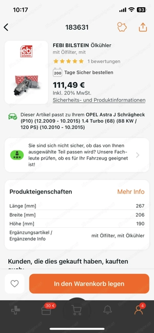 Ersatzteile Opel Astra J P10 1,4 Turbo 120Ps