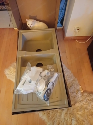 Spülbecken neu Originalverpackung Mineralwerkstoff Bild 4