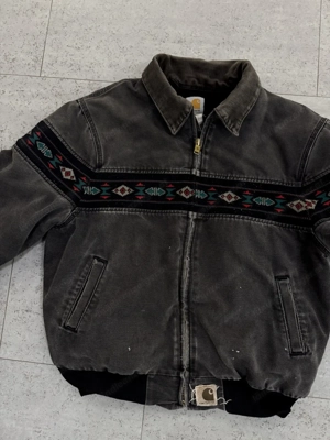 Vintage Carhartt Black Grey Aztec Jacket XL perfect wear & distressing 90 s- Bild 2
