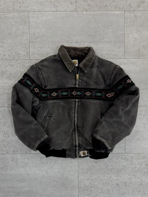 Vintage Carhartt Black Grey Aztec Jacket XL perfect wear & distressing 90 s- Bild 4