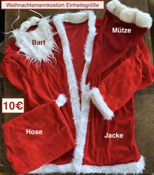 Weihnachtsmann Kostüm mit Bart Bild 3