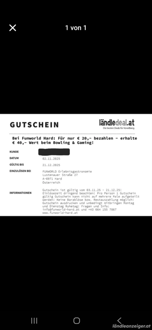 3x Gutschein für Funworld     40,--