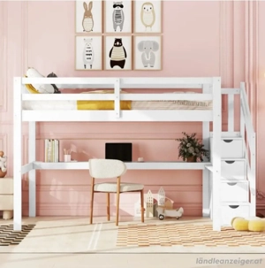 Neues Hochbett Kinderbett 140x200cm mit Schreibtisch - Ungeöffnet! Bild 1