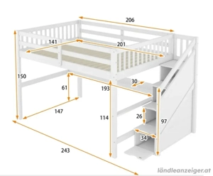 Neues Hochbett Kinderbett 140x200cm mit Schreibtisch - Ungeöffnet! Bild 2