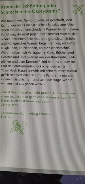 Eine kurze Geschichte der Menschheit (Yuval Noah Harari, 525 Seiten) Bild 2