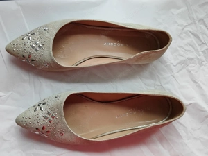 Ballerina Leder, silberfarben mit schönen Applikationen, Größe 36