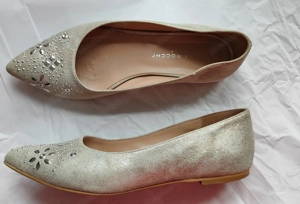 Ballerina Leder, silberfarben mit schönen Applikationen, Größe 36 Bild 2