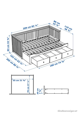 Hemnes Bett mit 3 Schubladen 80x200 Bild 7