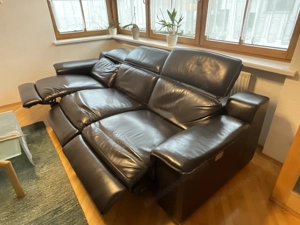 Sitzgarnitur echtes Leder, dunkelblau Bild 2