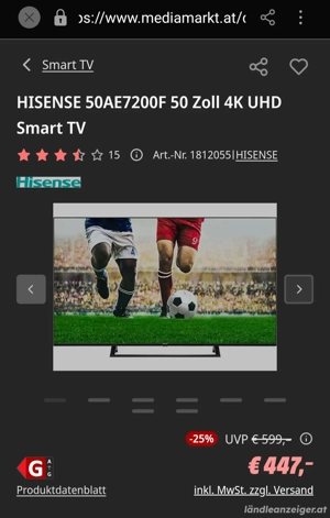 TV Hisense 50 Zoll 4k Smart TV Bild 4