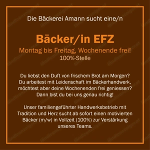 Bäcker in Liechtenstein gesucht, Wochenende frei!