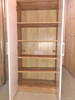 Moderner Mehrzweckschrank weiß holzfarben Bild 2