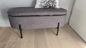Hockerbank mit Stauraum in Metall Textil Truhenbank Sitzbank Bild 2