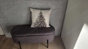 Hockerbank mit Stauraum in Metall Textil Truhenbank Sitzbank Bild 3