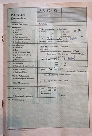 MZ 150 1 (Bj. 1970)   Restaurationsprojekt   Bastlerfahrzeug   Ersatzteilträger Bild 7