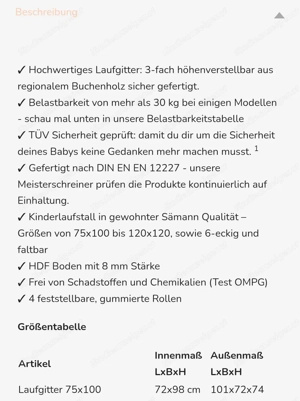 Laufgitter inkl. Träumeland Matratze Bild 2