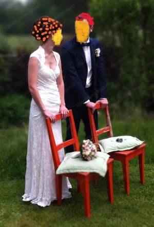 Hochzeitskleid in Ecru-farben, Gr. 34 - von Lunardi ! Bild 4