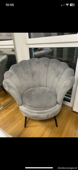 Sessel in Muschelform grau Bild 2