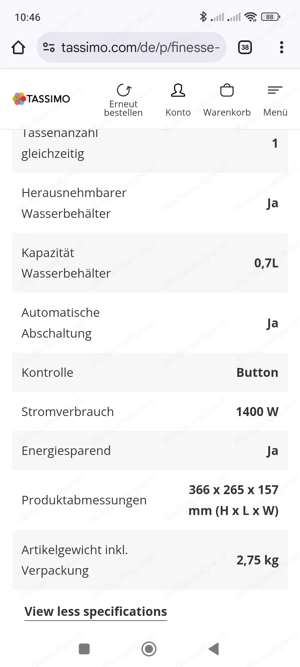 Tassimo Kaffeemaschine Rot incl. Kaffee und Entkalungstabletten  Bild 5