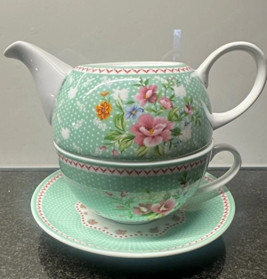 Tea for One 3tlg. Porzellan Teekanne Tasse Untertasse
