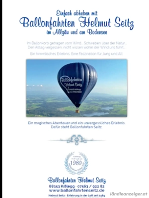 Gutschein Heißluftballon Fahrt 5 Personen Allgäu