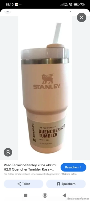 Stanley Quencher 600 ml H2.0 Trinkbecher ohne Henkel mit Strohhalm