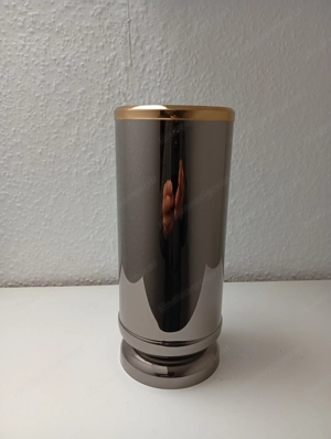 Grablampe+Grabvase aus Edelstahl silbergrau gold im Set Grablaterne Vase Friredhof Bild 3