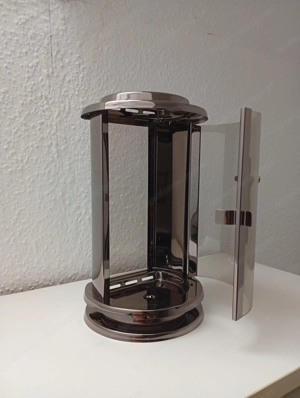 Grablampe+Grabvase aus Edelstahl silbergrau gold im Set Grablaterne Vase Friredhof Bild 4