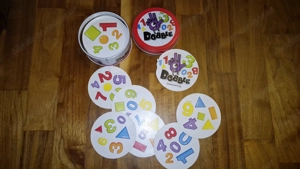 Spiel Dobble mit Tieren oder mit Zahlen, handgenähter Beutel  Turnbeutel Kleinkindgröße Bild 2