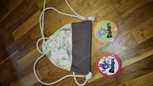 Spiel Dobble mit Tieren oder mit Zahlen, handgenähter Beutel  Turnbeutel Kleinkindgröße