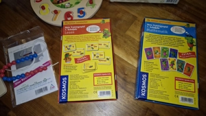 Lernspiele Rechenspiele gelbe Lernuhr mit mitdrehenden Zeigern, Puzzleuhr, Rechenkette Bild 2