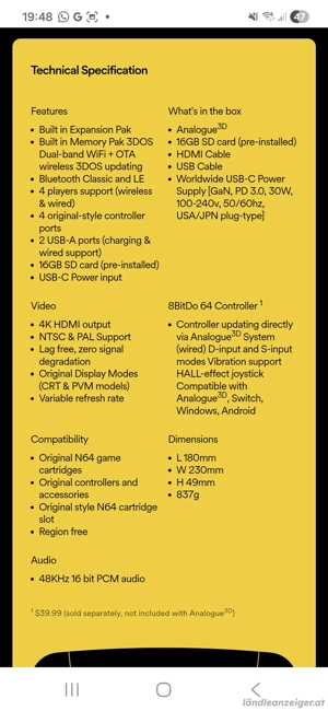 Analogue 3d weiß - neu - Originalverpackt Bild 4