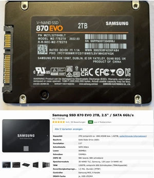 Samsung SSD NVME 2,5" 2TB mehrere SSD und Gehäuse Bild 2