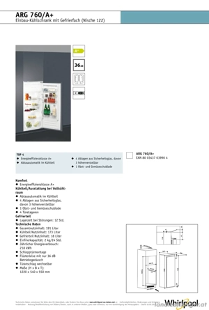 Whirlpool Einbaukühlschrank ARG 760 A+ Bild 4