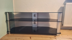 TV Regal schwarz Silber Glas