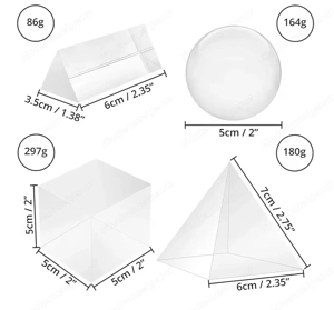 BELLE VOUS K9 Kristall Prismen Dreieck, Kugel, Pyramide, Würfel - Fotografie Glas Prisma Spe Bild 4