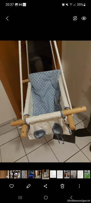 Babyschaukel aus Holz, wie neu Bild 2