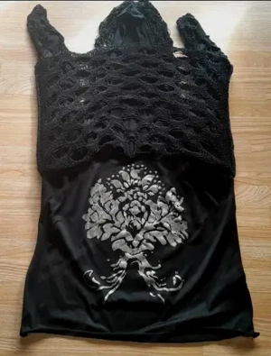 schwarzer 2-lagiger Lochpullover Gr. 40 mit Kapuze Bild 3