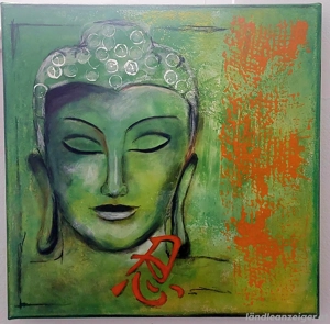 Buddha Bildnis mit sehr schönen Farben Größe 40 x 40 x 4 cm