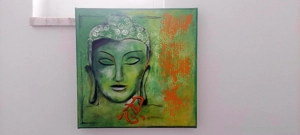 Buddha Bildnis mit sehr schönen Farben Größe 40 x 40 x 4 cm Bild 2