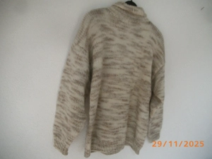 Damenrollkragenpullover Wolle Gr. M hell mit braun Bild 2