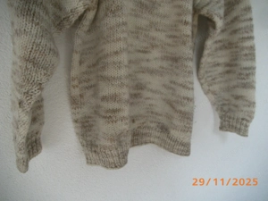 Damenrollkragenpullover Wolle Gr. M hell mit braun Bild 5