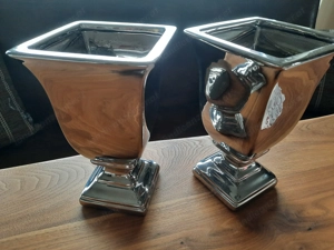 Weihnachts-Dekoration - Edle Pflanzgefässe Pokal silber - neu Bild 2