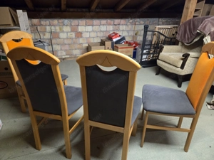 4 tolle überzogene Holzstühle in orange dunkelgrau Bild 4